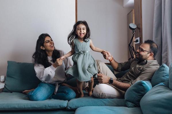 playful family with child